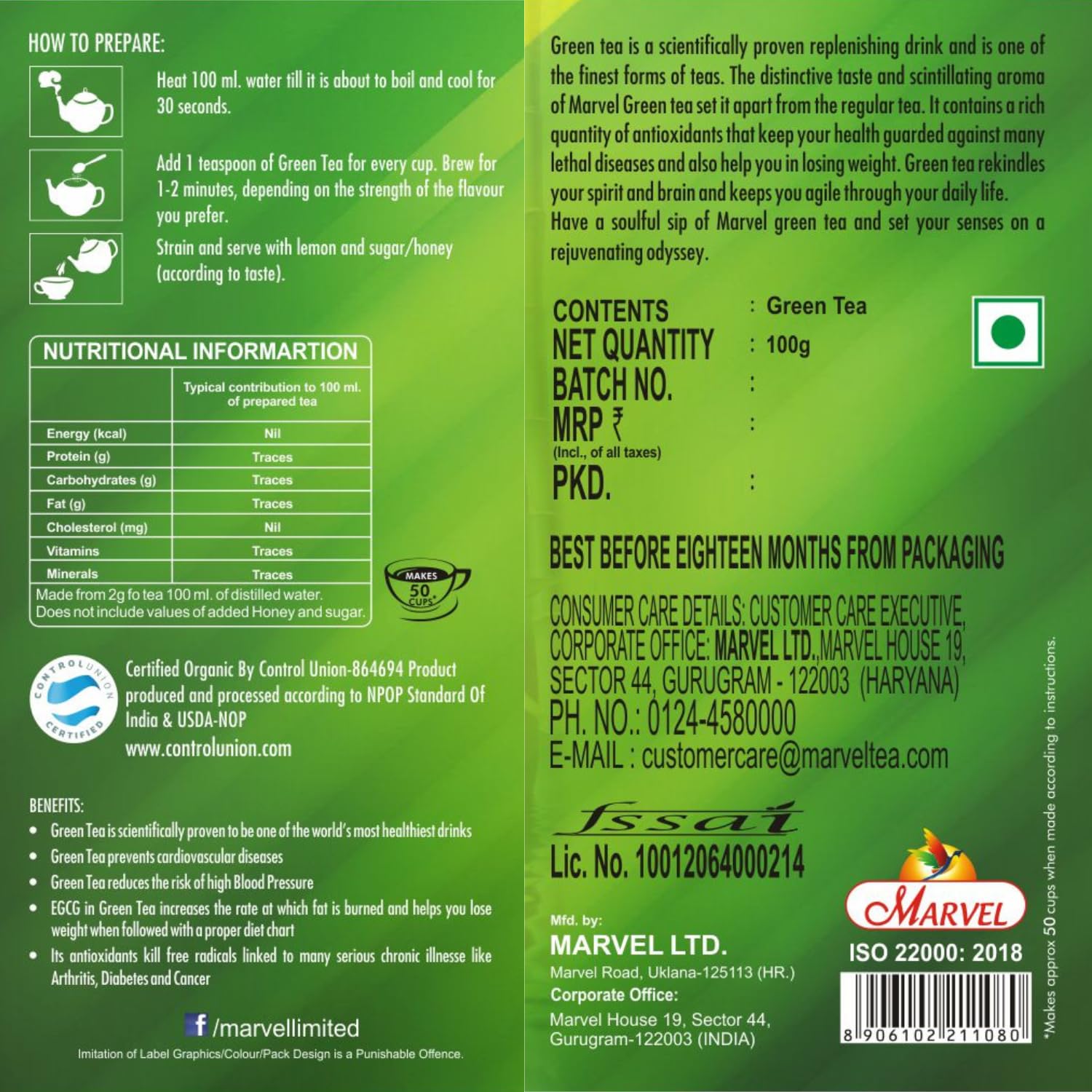 Organic Green Tea – Herbal Wellness Tea for Daily Refreshment (100g)