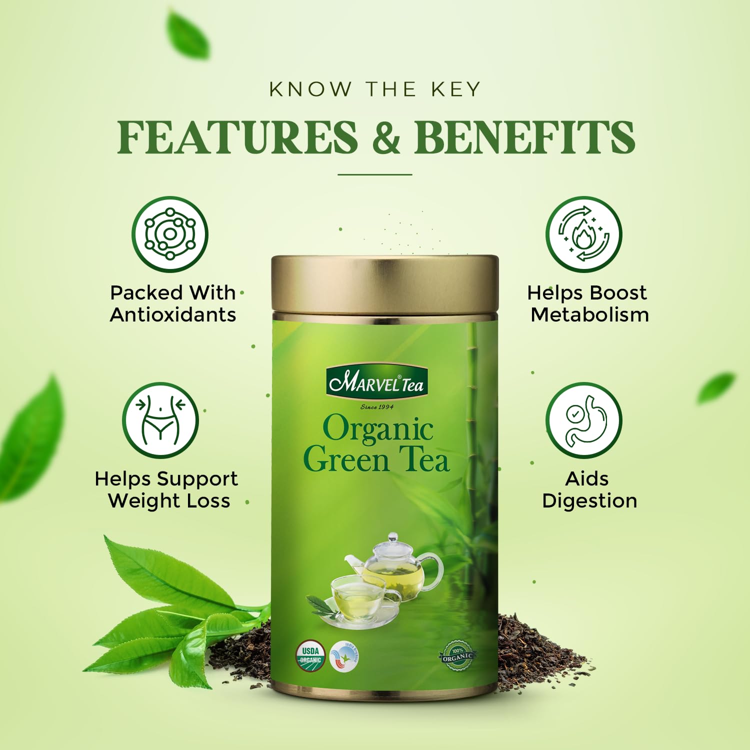 Organic Green Tea – Herbal Wellness Tea for Daily Refreshment (100g)